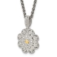 thumbnail image 5 of 925 Sterling Silver Spiga Wheat Necklace with Pendants Chain Shey Couture Antiqued 14K Accent 18 Inch Diamond Vintage Flower 16 mm, 5 of 5