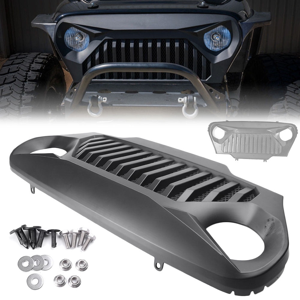 GZYF Front Matte Black Gladiator Vader Grille Grid Grill Cover w/ Mesh For  97-06 Jeep Wrangler TJ 