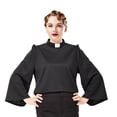 thumbnail image 3 of GRACEART Women Clergy Shirt Removedable Tab Collar Flare Sleeves Black Color Pastor Priest Blouse, 3 of 7