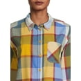 thumbnail image 4 of Time and Tru Women's Button Down Flannel Shirt with Long Sleeves, Sizes XS-3XL, 4 of 5