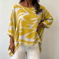 thumbnail image 6 of Zysthvn Casual Shirts for Women Summer Tunic 3/4 Sleeve Plus Size Tshirts for Women Loose Fit Lightweight Crew Neck Printed, 6 of 7