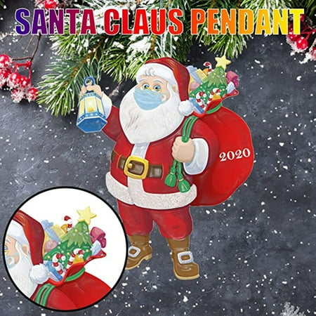 

Hanging Pendant Santa Wearing A Face Cover Perfect Gifts Adorable Christmas Tree Pendant for Home Beige Resin