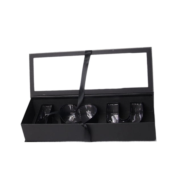 Caja de regalo de flores vacía para el Día de la Madre, contenedor multifuncional de cartón "Te amo". Negro