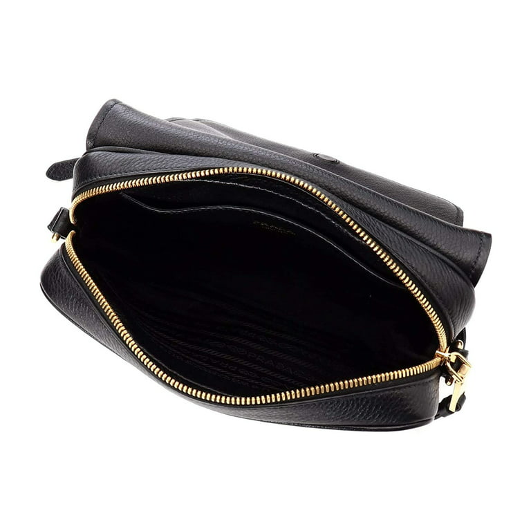 New Prada Vitello Phenix Black Leather Flap Crossbody Bag 1BD163 