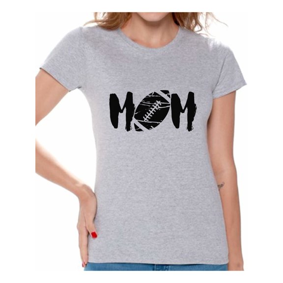 Awkward Styles Women's M-O-M Football Mom Graphic T-shirt Tops Black Sports Mother's Day Gift