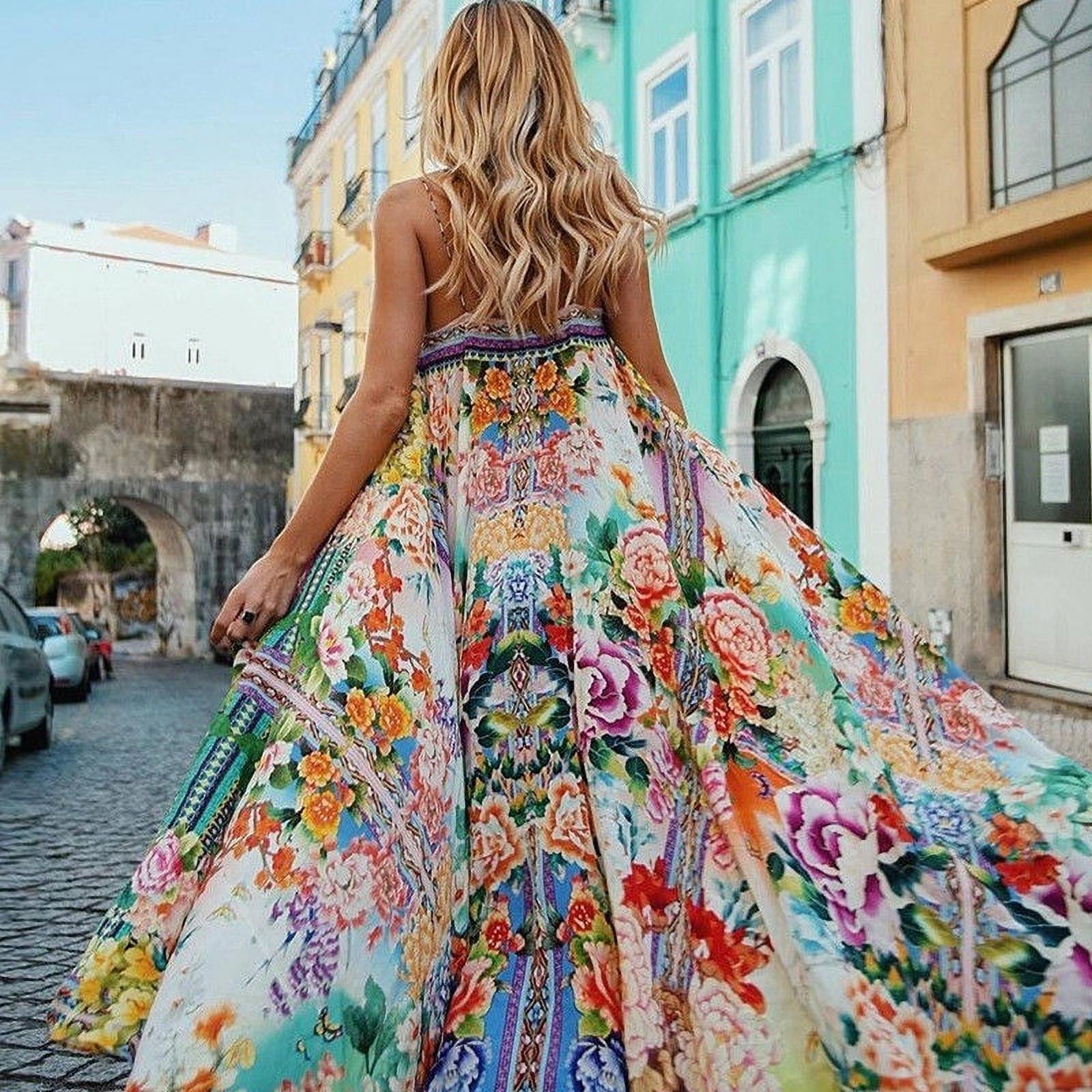 Women´S Boho Floral Maxi Long Dress Summer Beach Evening Party Sundress -  Walmart.Com