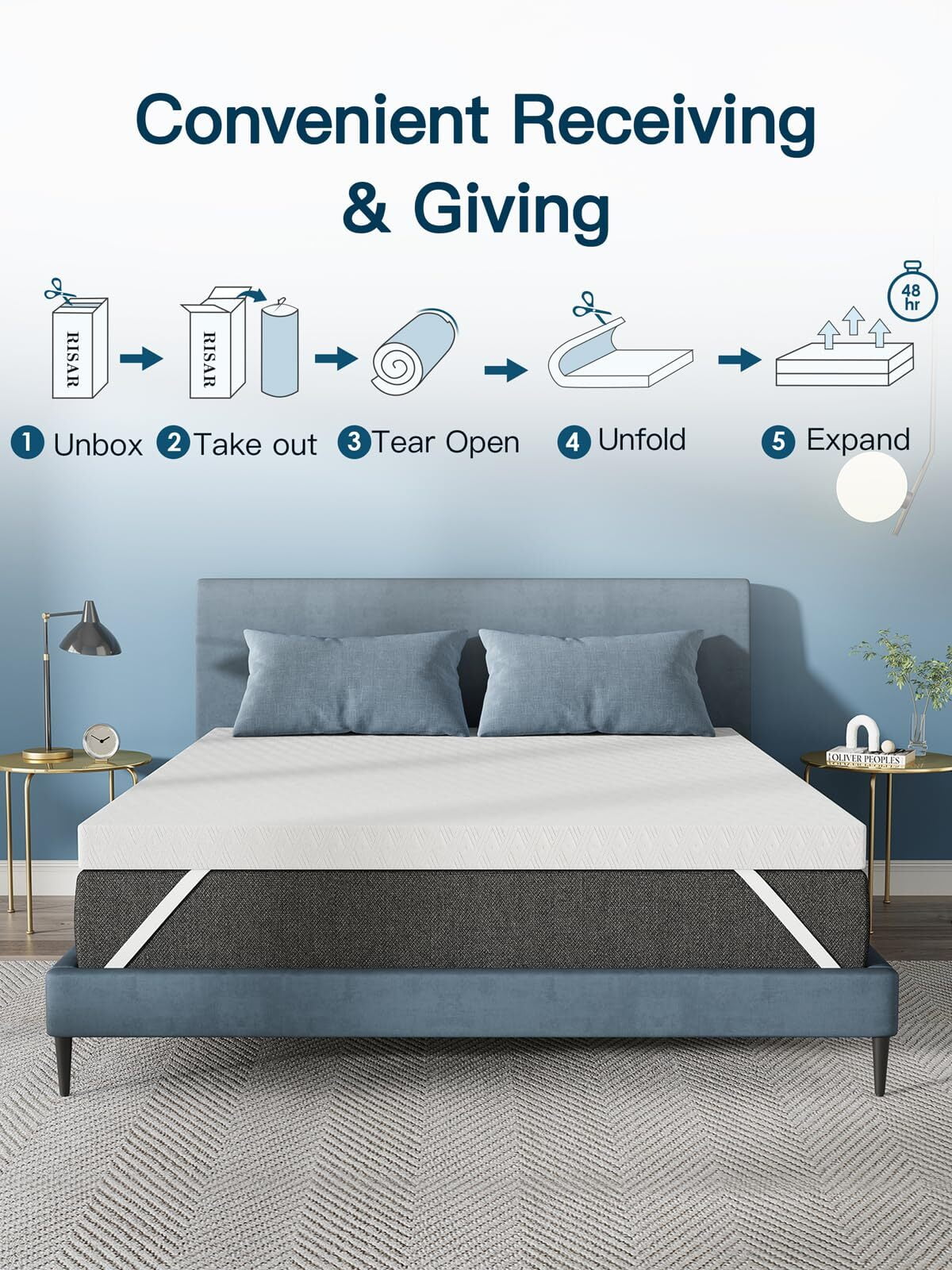 MERITLIFE 3 Inch Cooling Memory Foam Mattress Topper, Gel Infused Foam Bed Topper Mattress Pad,CertiPUR-US Certified,Relieve Back Pain & Pressure Relief,Removable Soft Cover,California King SIze