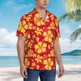 thumbnail image 2 of Lsque Red Vintage Flowers pattern Hawaiian Shirt for Men, Unisex Summer Beach Casual Short Sleeve Button Down Shirts-Large, 2 of 9