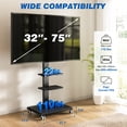 thumbnail image 2 of RTVR Rolling Mobile TV Stand with Swivel Mount for 32"-75" TVs up to 110 lbs, Height Adjustable with 2 Shelves Black, 2 of 11