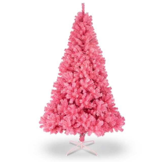 Árbol de Navidad artificial Bonnlo Pink de 6 pies con 1600 puntas de rama