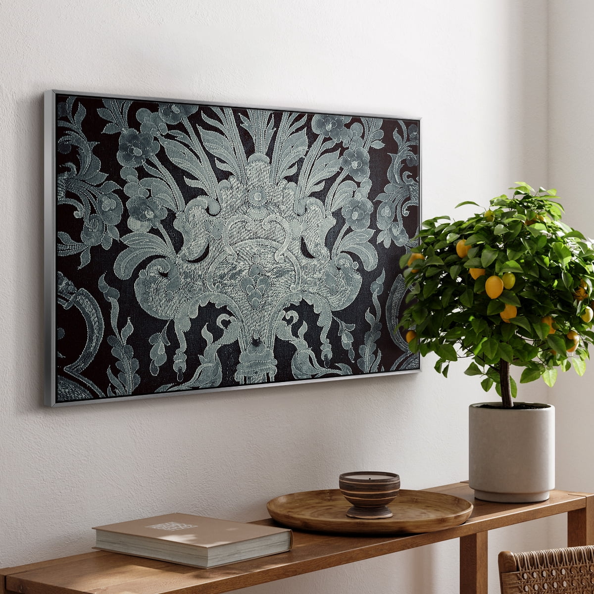 Vintage Abstract Print-XXVI Framed in Silver Wood Gallery Wrapped Canvas 27 in. x 41 in.
