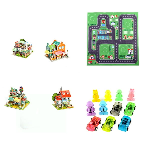 3D City Scene Puzzle for Kids, DIY Assembly Educational Toy with Miniature Buildings and Cars, Thickened Cardboard for Durability, Enhances Creativity and Spatial Thinking