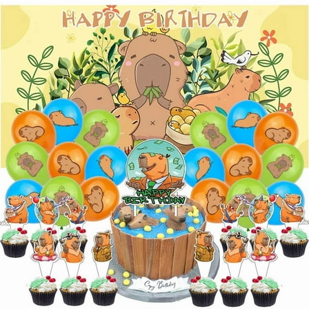 Capybara Party Supplies Latex Balloons Decor Banner Backdrop Kit Birthday Decorations