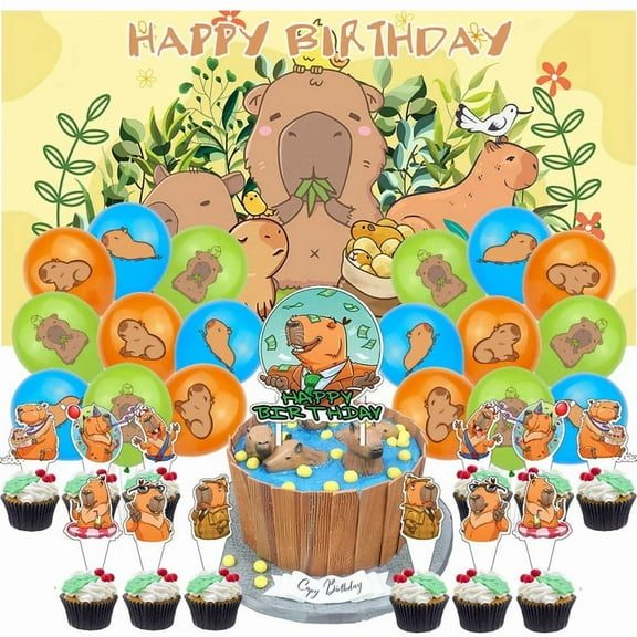 Capybara Party Supplies Latex Balloons Decor Banner Backdrop Kit Birthday Decorations