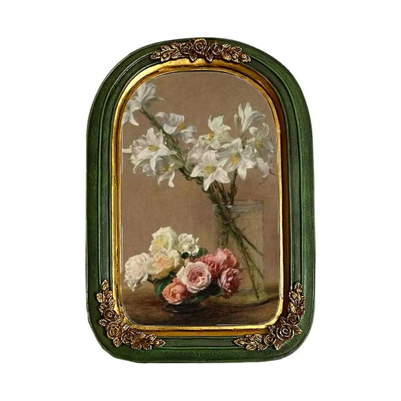 Retro Polyresin Picture Display Frame Tabletop Wall Hanging Galería de fotos Art NightStand Decor Marco interior 13Cmx20cm Universal Old Fashioned Verde Macarena Marco de fotos retro