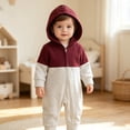 thumbnail image 2 of Mnyotv Infants Baby Boys Jumpsuits Hooded Long Sleeve Zip Rompers Infants Spring Fall Clothes Size 12-18 Months, 2 of 6