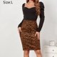 thumbnail image 2 of Falda de tubo elástica y ajustada para mujer, faldas de negocios de cintura alta, caqui, L, 2 of 5