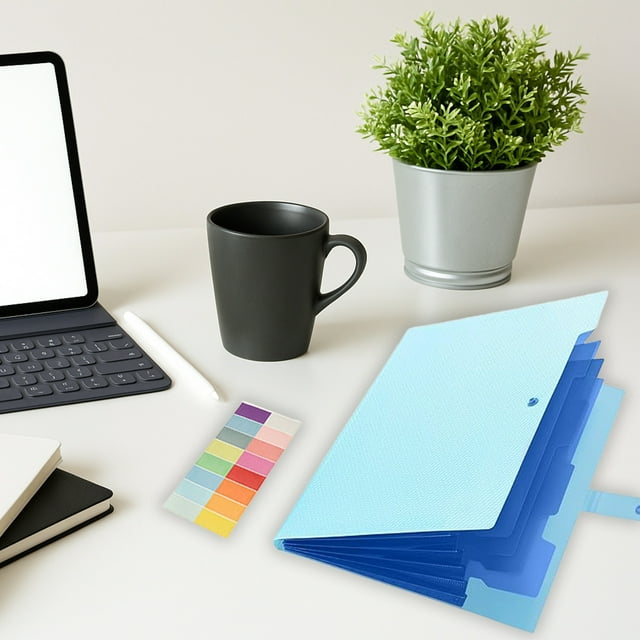 Button Organ Bag A4 Office Storage Finishing Folder, Multifunctional Durable, Plastic Design, For Home Office, Organize Documents, Desk Storage, Office Supplies
