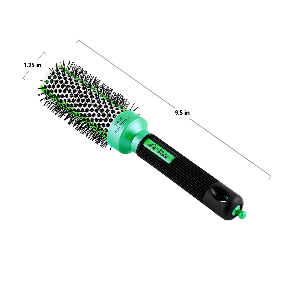 Ovente Professional Round Brush 1.25 Inch Lightweight Vented Ceramic Soft Antistatic Bristles with Pick Tool Anti Microbial Thermal Volumizing Curling Blowdry Salon Womens Mens Beauty Small Green HAB1