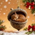 thumbnail image 6 of Pine Cone Animal Ornament, Woodland Acorn Forest Animal for Christmas Tree Decoration, 2D Acrylic Sleeping Animals Decor for Holiday Home Keepsake Gifts (B), 6 of 6