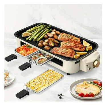 2 in 1 Electric Hot Pot Grill Teppanyaki Non-Stick Smokeless Barbecue