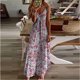 thumbnail image 3 of Gibobby Vestido de Verano para Mujer Vestido largo con estampado de flores y cuello en V sin mangas sexy de verano para mujer(Rosa caliente,XXL), 3 of 4