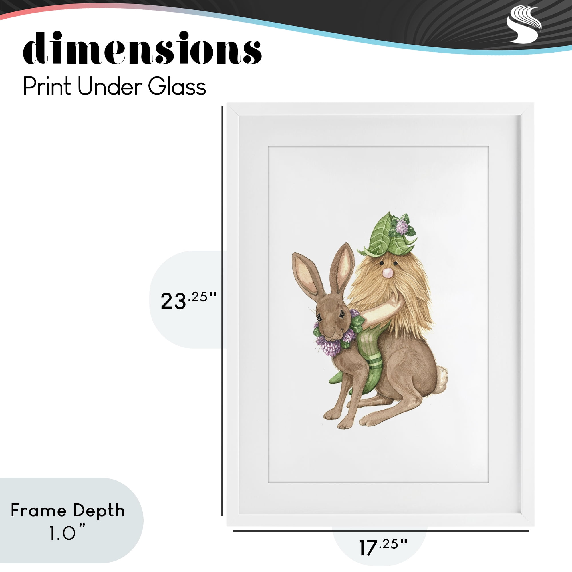 Stupell Industries Garden Elf Riding Rabbit White Framed Print Under Glass, design by Nancy Overton