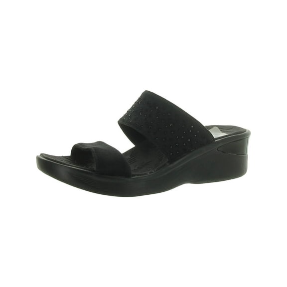 Bzees Womens Sienna Rhinestone Cushioned Footbed Slide Sandals