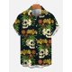 thumbnail image 3 of Camisas vintage con estampado floral de calaveras para hombre, divertidas camisetas de manga corta con estampado de calaveras en 3D, camisas hawaianas con solapa estampada para hombre, 3 of 4