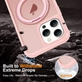 thumbnail image 6 of Case for iPhone 14 Plus with 360°Rotatable Magnetic Ring Stand Compatible with Mag-Safe Lightweight and Translucent Matte Back Shockproof Protective Case Men Women Pink, 6 of 13