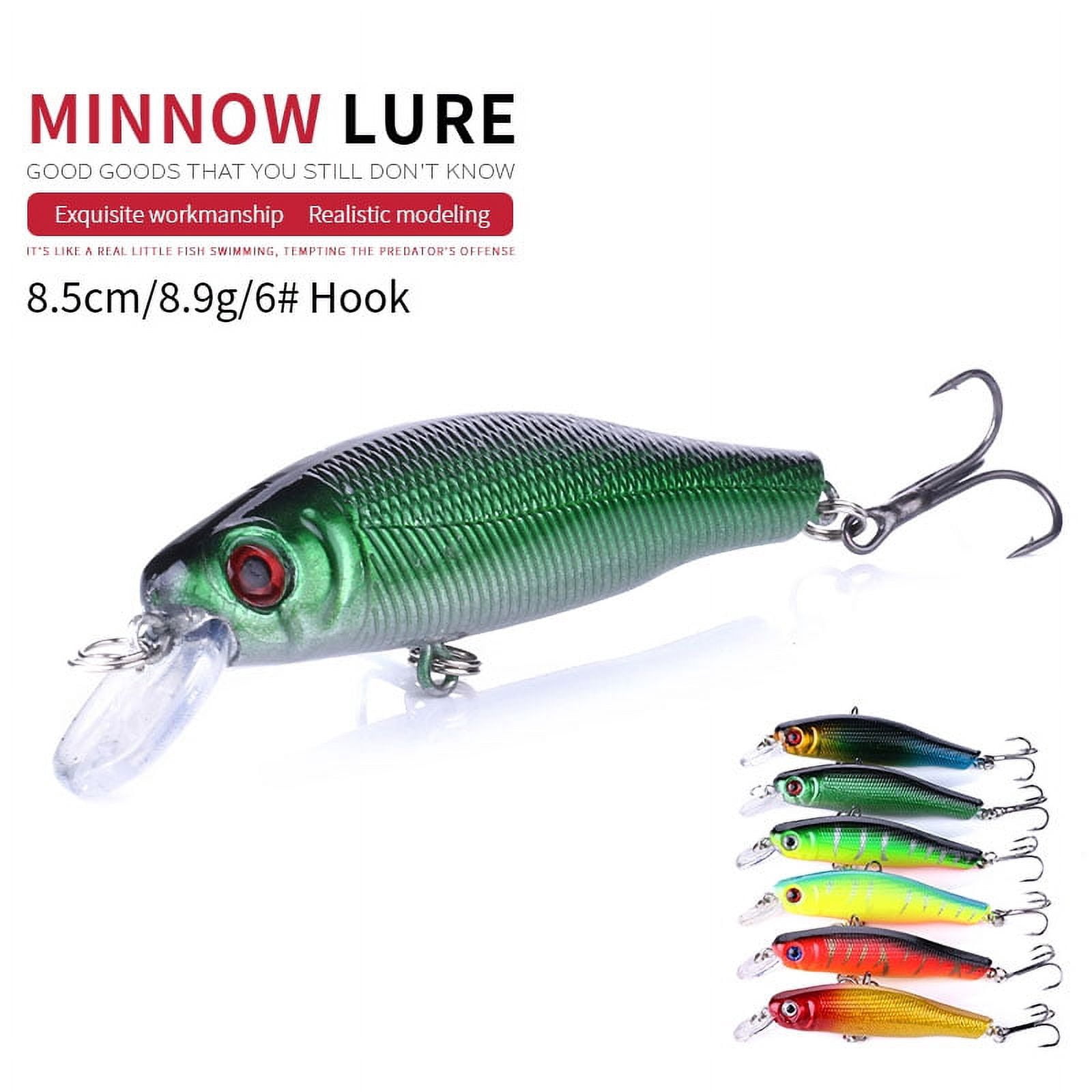 HENGJIA Minnow Fishing Lures Kit with Treble Hooks for Saltwater Freshwater, Lure kit for Trout Bass Salmon Fishing,12PCS