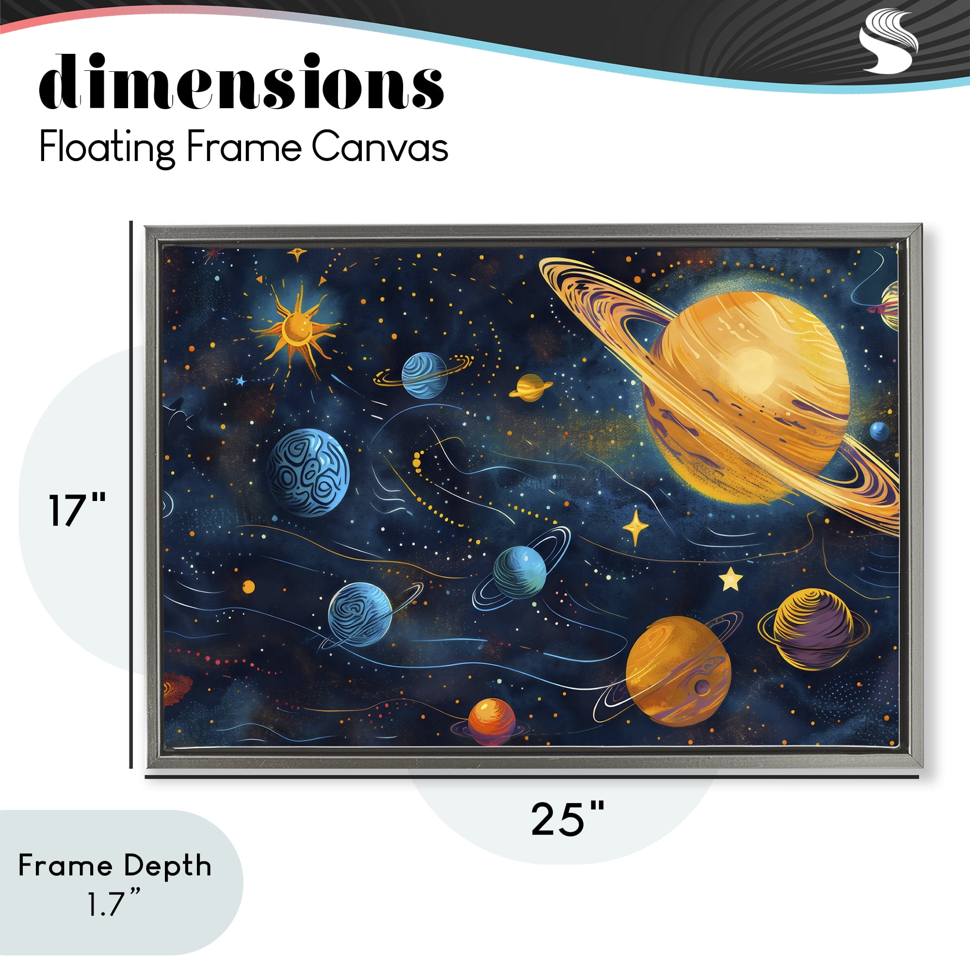 Stupell Industries Two Suns Galaxy Scene Gray Framed Floater Canvas Wall Art, design by Creative Studio