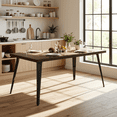 thumbnail image 3 of Homy Casa 1-Piece Dining Table Wood Grain Top Metal Legs Modern Dining Room Kitchen Dark Brown, 3 of 9