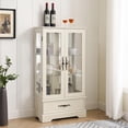 thumbnail image 3 of Vintage Lighted Curio Storage Cabinet with 1 Drawer, Mirrored Back & Tempered Glass Doors, 3 Tier Storage Display Cabinet Adjustable Shelves Home Office Showcase,White, 3 of 9