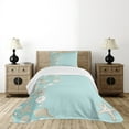 thumbnail image 4 of Ambesonne Shell Quilted Bedspread Set 2 Pcs, Beach Party and Thin Lines, Twin Size, Seafoam Warm Taupe, 4 of 5