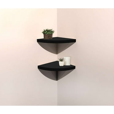 Mainstays 9.5" Black Corner Shelves, Set of 2
