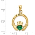 thumbnail image 3 of 14k Yellow Gold Claddagh with Synthetic Green Stone Pendant, 3 of 4