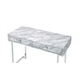 thumbnail image 5 of Tigress Writing Desk, White Printed Faux Marble & Chrome Finish 92615, 5 of 5