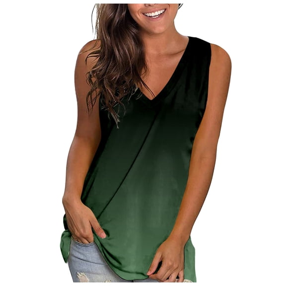 Long Tank Tops for Women Fashion Solid Color Summer Tank Tops Adjustable Fitted Scoop Neck Sleeveless Tee Camisole Clothes Ruched Women's Tees and Tanks Curved Hem
