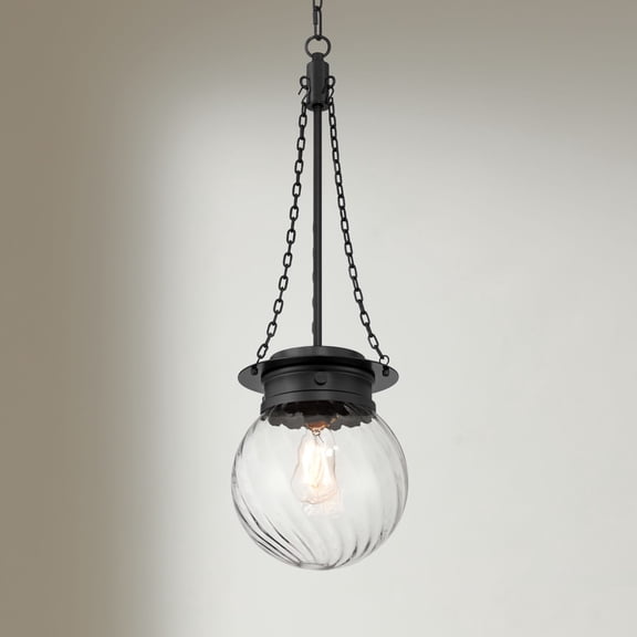 Possini Euro Design Possini Euro Catherine 8 1/2"W Black Fluted Glass Mini Pendant Light