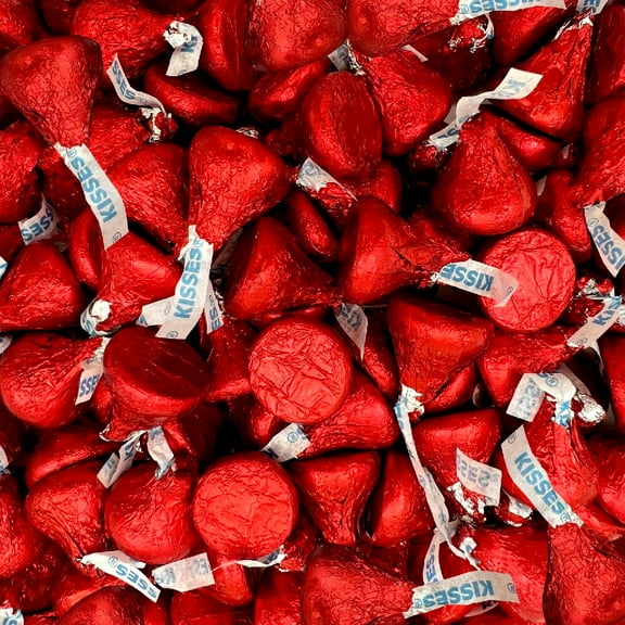 HERSHEY'S KISSES Milk Chocolate Red Foil Candy, Bulk Pack 2 Pounds