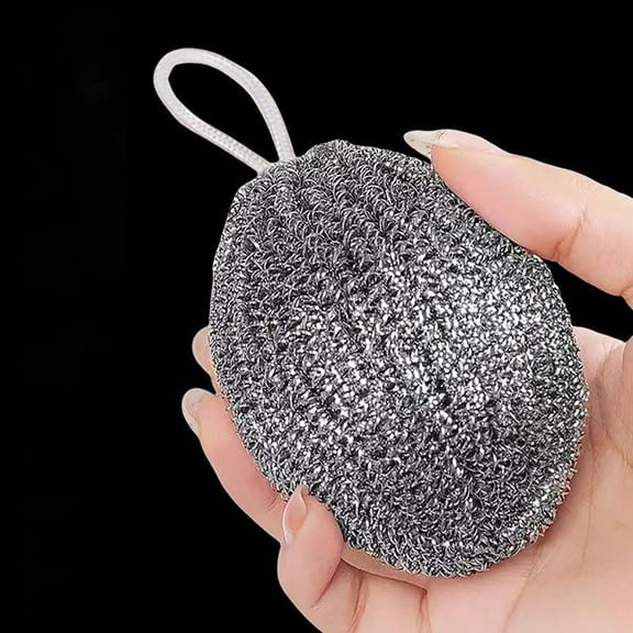 GUIGUI Stainless Steel Scrubber, Scrubbing Scouring Pad, Wire Metal Scrubber With Lanyard for Kitchens, Bathroom and More 1 Pcs (Silver)