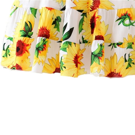 

Aayomet Dresses For Girls Toddler Kids Girls Floral Flowers Sleeveless Beach Straps Dress Princess Clothes Yellow 8-9 Years
