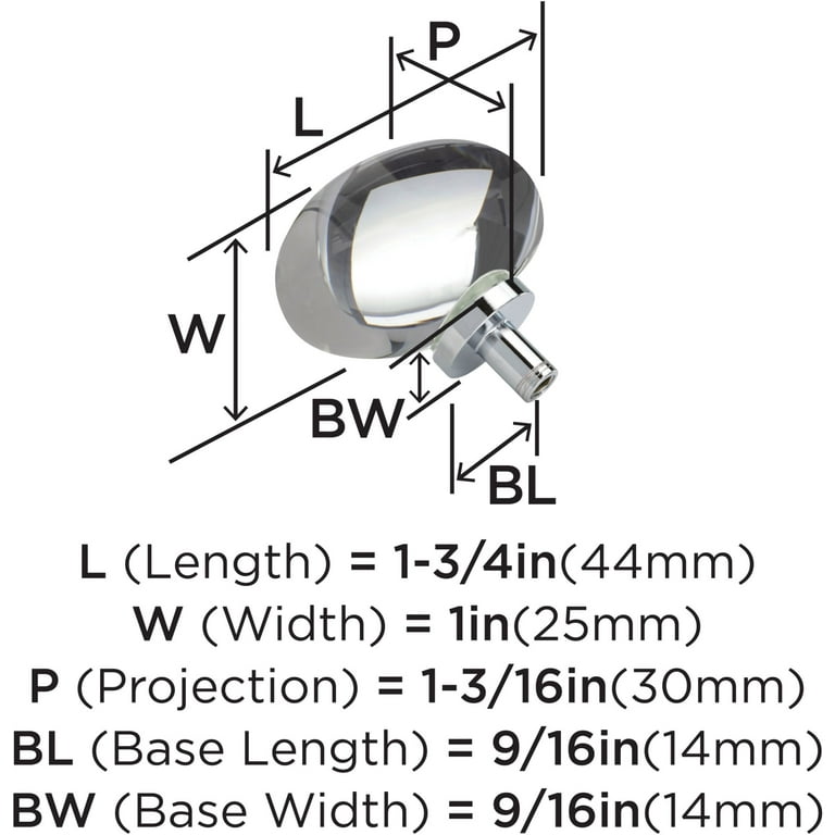 Amerock Glacio Cabinet Knob - Clear/Satin Nickel, 1-3/4" (44mm) Length, 1 Pack