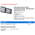 thumbnail image 2 of Recirculation Cabin Air Filter - Compatible with 2004 - 2005 Mercedes-Benz CLK320 3.2L V6, 2 of 2