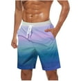 thumbnail image 3 of Axiiglly Mens Swim Trunks Plus Size Bathing Suit Board Shorts Summer Drawstring Beach Shorts Gradient Color Vacation Shorts with Pockets Casual Swimwear Surfing, 3 of 6