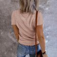 thumbnail image 4 of Baqcunre Womens Shirts Women Casual Solid Color Top Shirt V Neck Button Short Sleeve Knit Splice Shirt Fashion Casual Soft Blouse Top Womens T Shirts Womens Tops Pink XL, 4 of 6