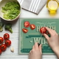 thumbnail image 3 of Fitness Cutting Board, Your Health is Your Wealth Vintage Poster Design Inspirational, Decorative Tempered Glass Cutting and Serving Board, Large Size, Pale Orange Pale Green, by Ambesonne, 3 of 5