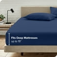 thumbnail image 6 of Bare Home Ultra-Soft Fitted Sheet + Pillowcase Set - Premium 1800 Collection - Deep Pocket - Full, Dark Blue, 6 of 8