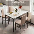 thumbnail image 6 of Kitchen Dining Table Set for 4, Home Kitchen Table with Marble Tabletop and 4 PU Leather Chairs, Metal Frame Pub Table Set, Dinette Set for Family Gathering & Dining - Easy to Assemble, 6 of 10